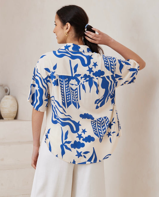 Mylah Print Shirt | Blue