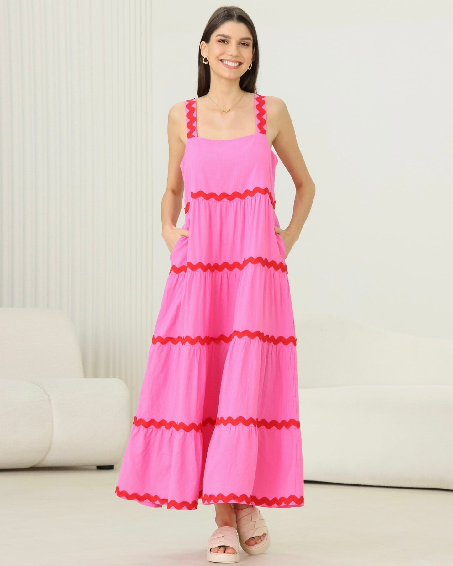 Iris Maxi | Ric Rac Pink Maxi Dress – lil'birdie boutique