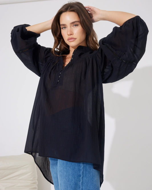 Faith Balloon Sleeve Top | Black