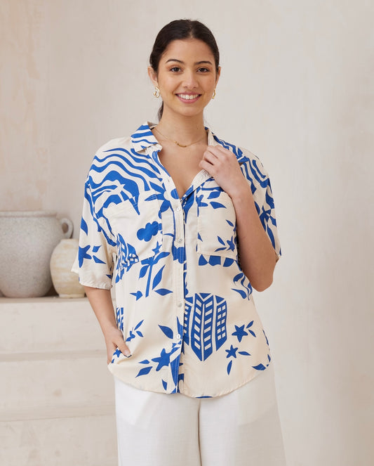 Mylah Print Shirt | Blue