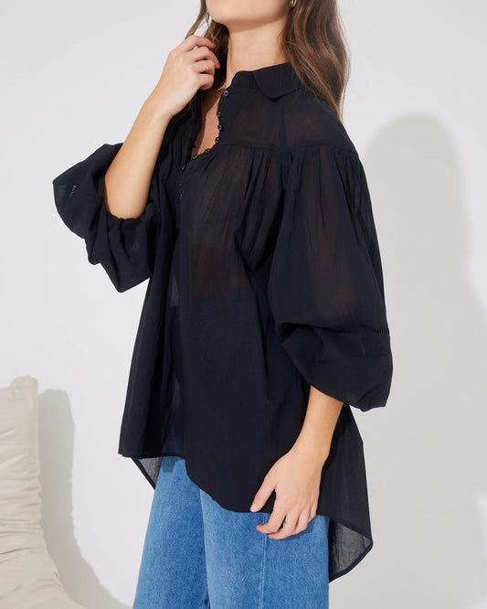 Faith Balloon Sleeve Top | Black