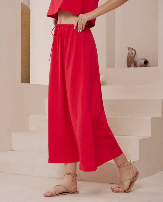 Julia linen Skirt | Cherry Red