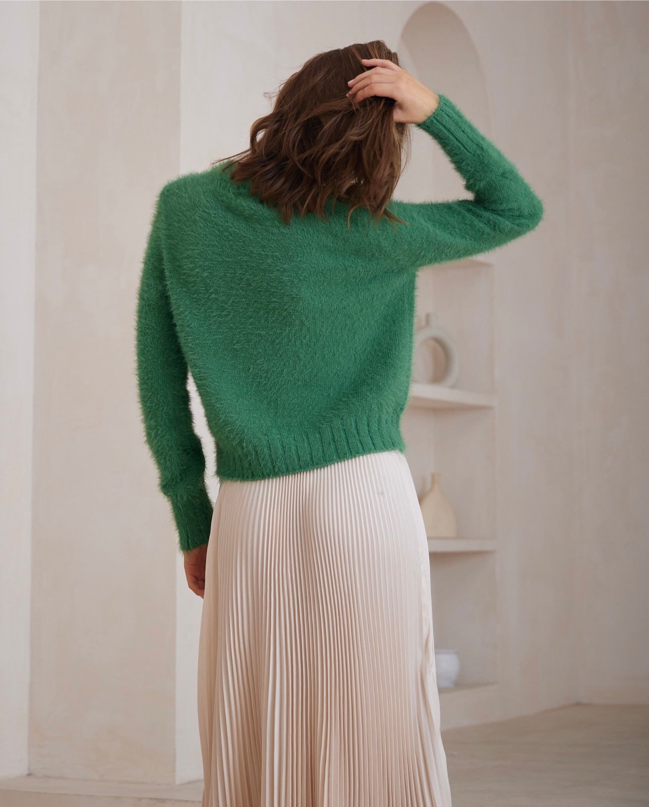 Kimberly Fluffy Knit | Moss Green