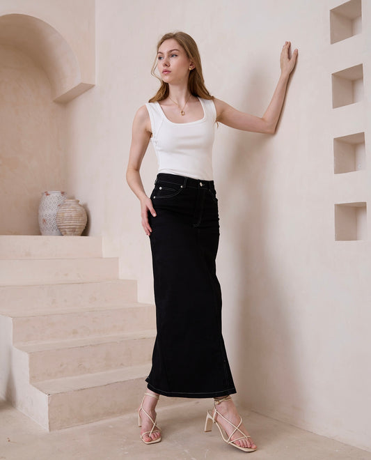 Morgan Denim Skirt | Black