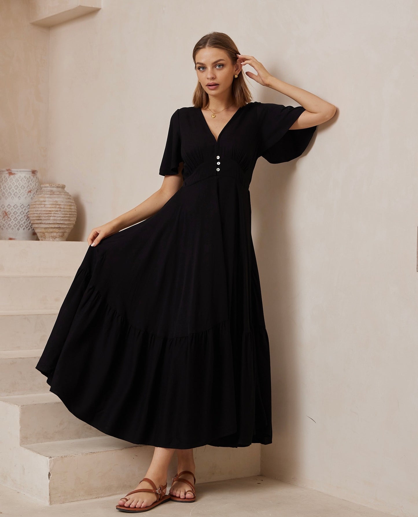 Izzy Full Maxi Dress | Black