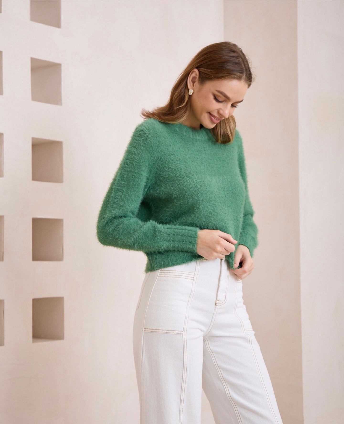 Kimberly Fluffy Knit | Moss Green