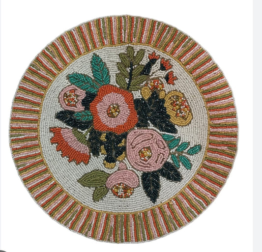 Flora Beaded Round Placemat 35cm