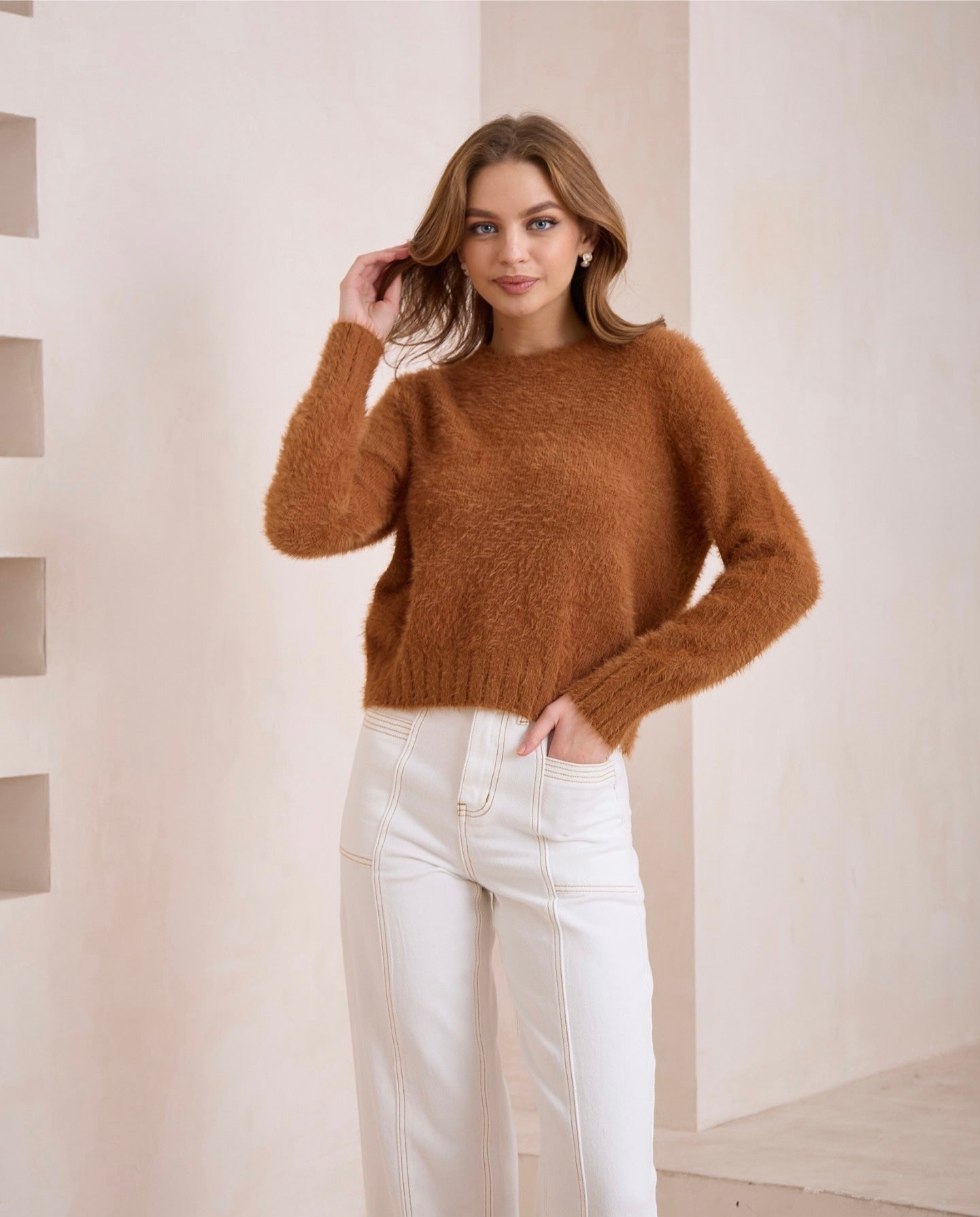 Kimberly Fluffy Knit | Rust