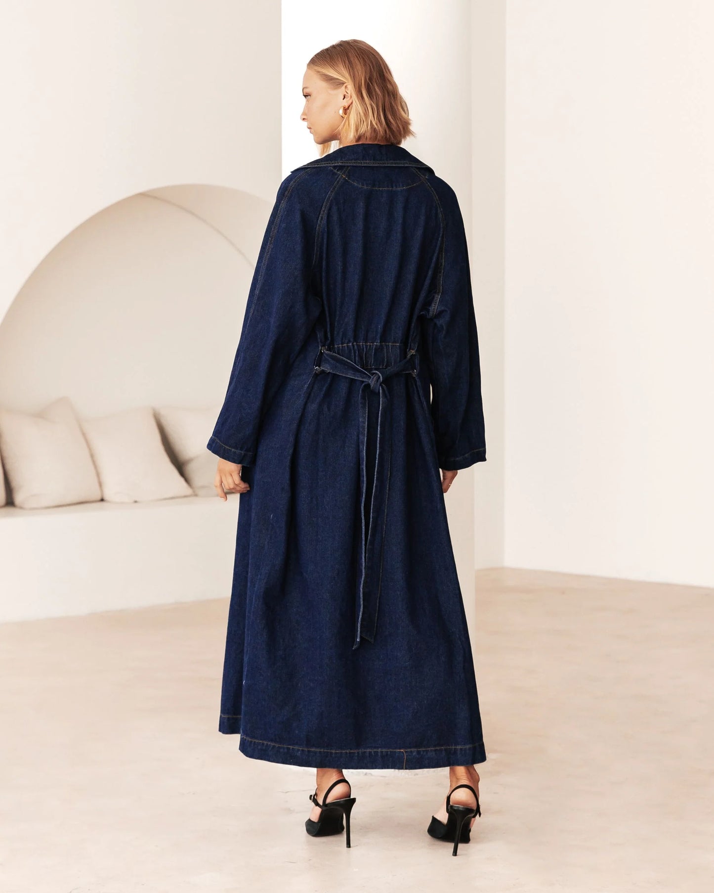 Asher Belted Denim Trench