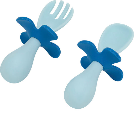 Flower Fork & Spoon Cutlery Set | Blue