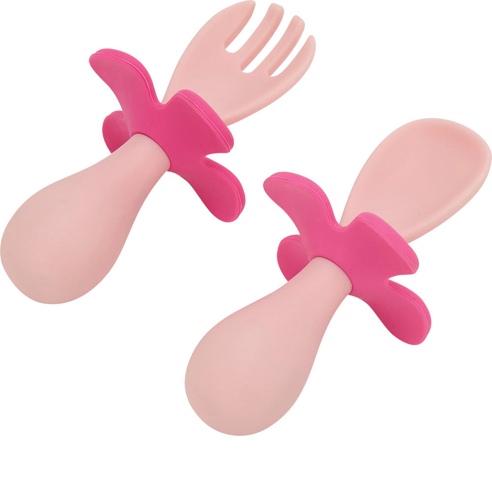 Flower Fork & Spoon Cutlery Set | Pink