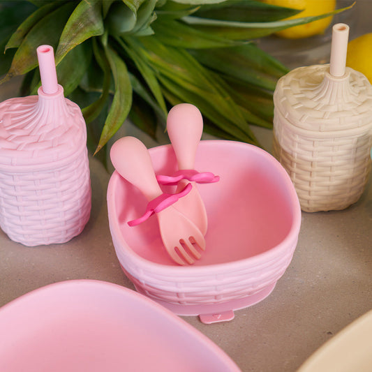Flower Fork & Spoon Cutlery Set | Pink