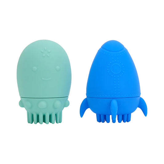 Silicone Bath Toy Brush | Rocket & Squid