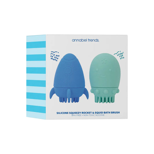 Silicone Bath Toy Brush | Rocket & Squid