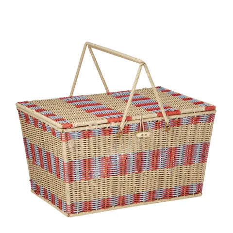 Capri Woven Basket | 45x30x25cm Red/Blue