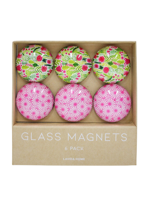 Glass Magnets | Pink Garden S/6