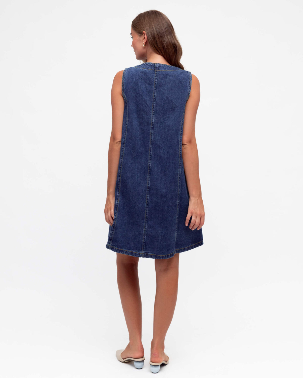 Gina Button Front Denim Dress