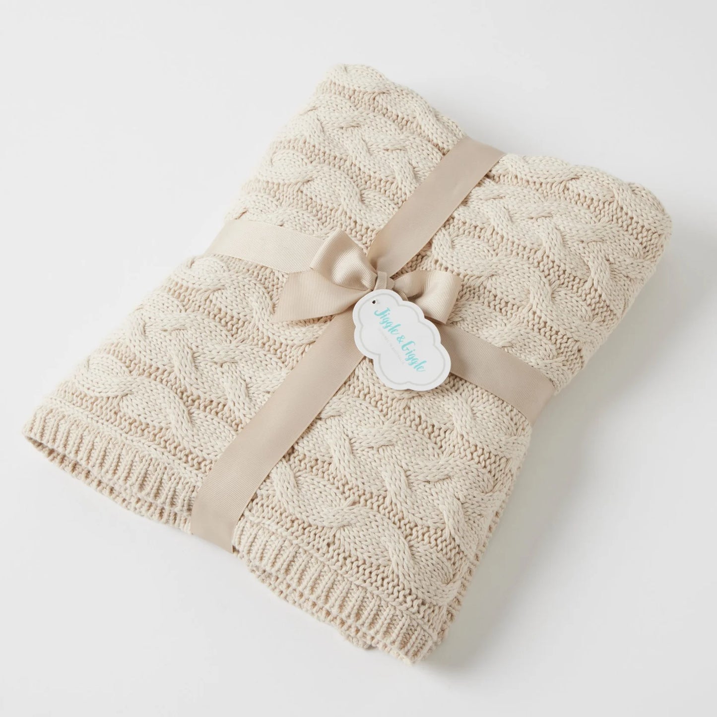 Aurora Cable Knit Baby Blanket | Oatmeal