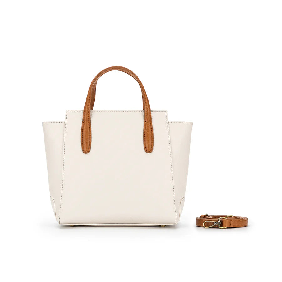 Vienna 2 piece Handbag Set | White/Tan