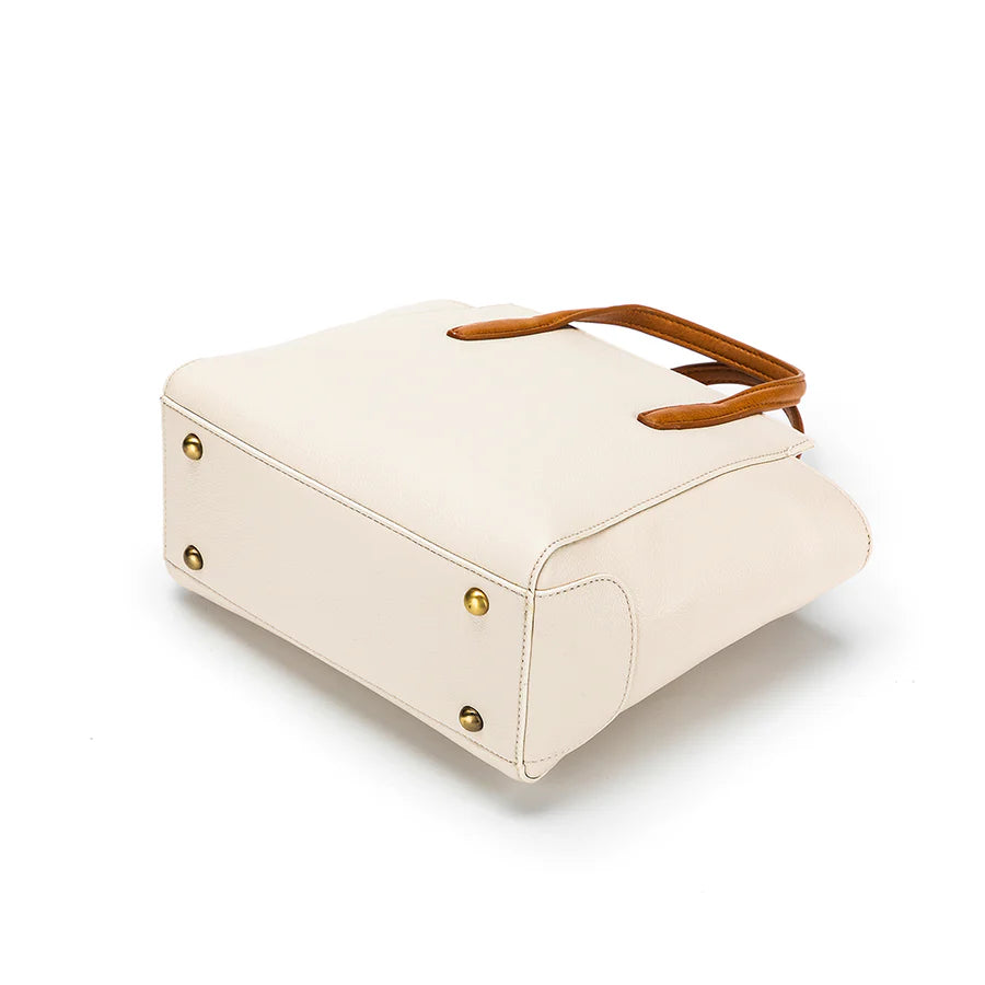 Vienna 2 piece Handbag Set | White/Tan