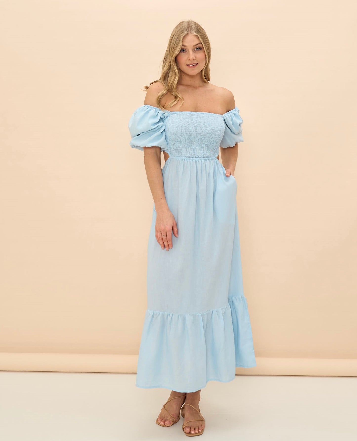 Felicity Puff Sleeve Maxi Dress | Blue