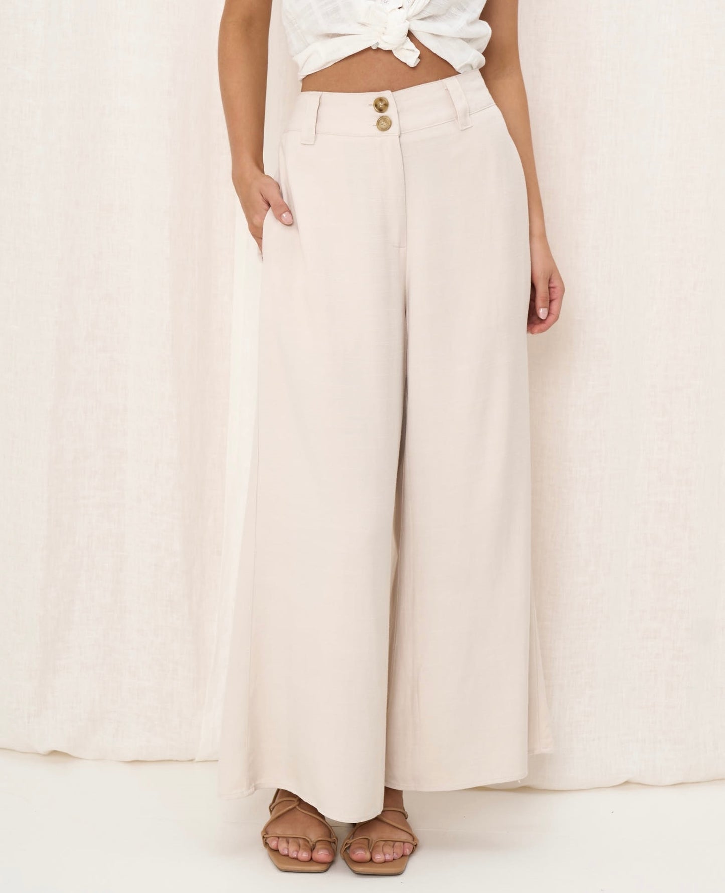 Lilly Wide Leg Pant | Beige