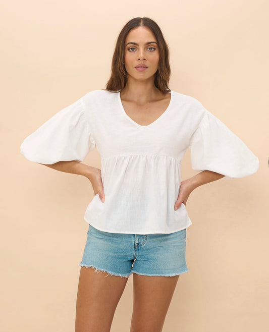 Evie Sleeve Top | White