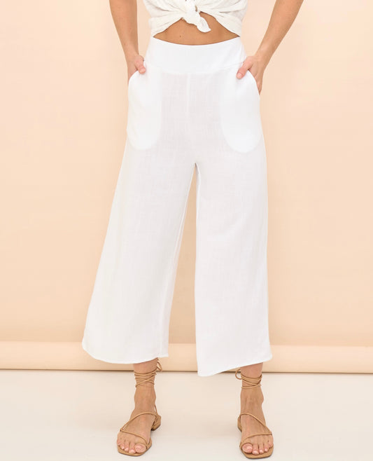 Liz Linen Pants | White