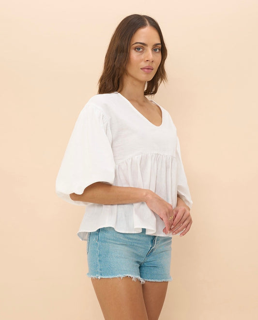 Evie Sleeve Top | White